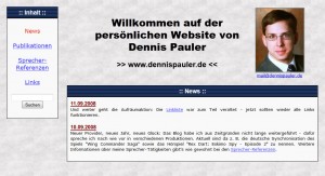 Website von Dennis Pauler im Jahr 2008